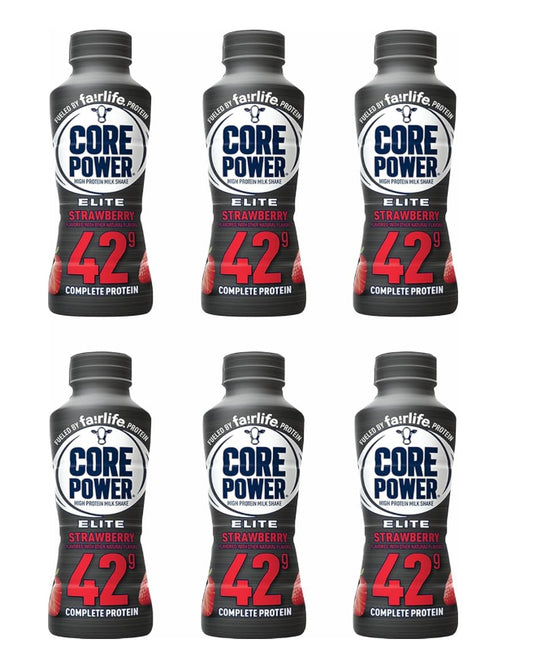 Fairlife Core Power Protein Shake, Ready to Drink Strawberry Protein Shakes, 14 fl oz, 42gm (Strawberry flavor, Pack of 6 Bottles) by Baxter Expresss