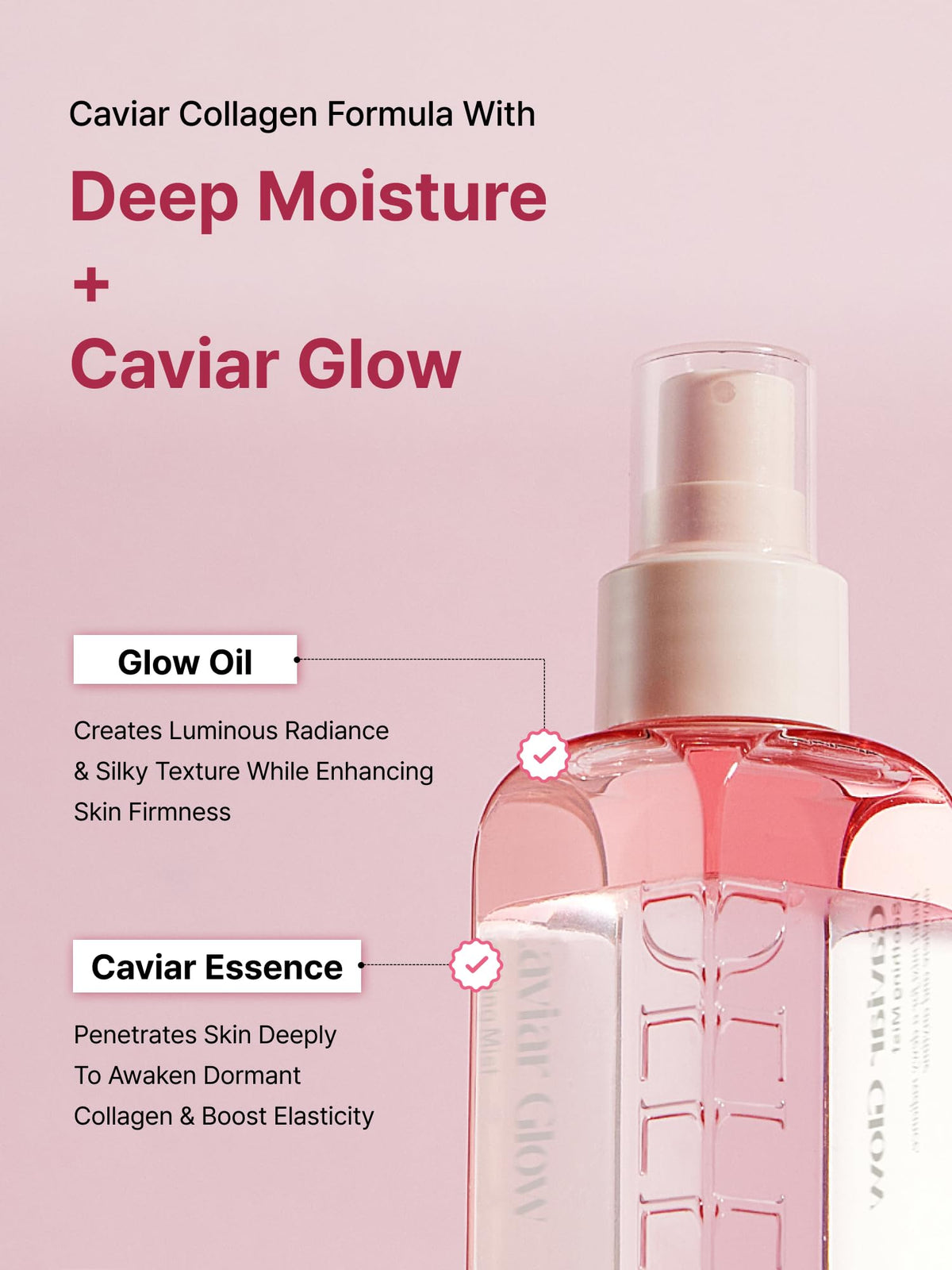 Delere Caviar Glow Soothing Mist | Korean Glass Skin Spray Serum with 5% Caviar & Squalane - Instant 3-Second Radiance & Makeup Setting – Anti-Aging Collagen Booster for Sensitive Skin, 3.4oz