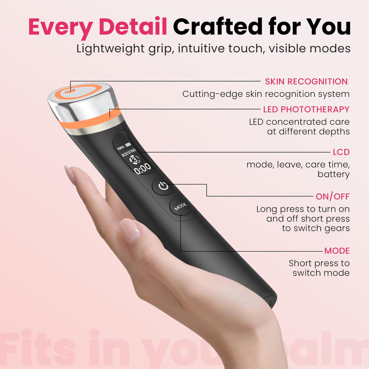Face Lift Device – 8 in 1 Skin Tightening and Lifting, LED Light Therapy for Wrinkles, Korean Skin Care, Spa-Grade Facial Massager Lifting & Firming Beauty Massager (Black)