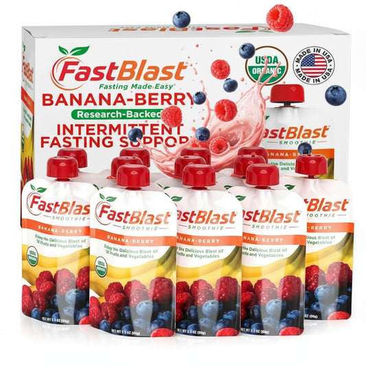 Fruit Smoothie Pouches Banana Berry - 1 Pack, 12 Pcs USDA Organic Gluten Free Snacks for Adults, No Added Sugar, Intermittent Fasting Support, Protein Pouches Adult Meal Replacement