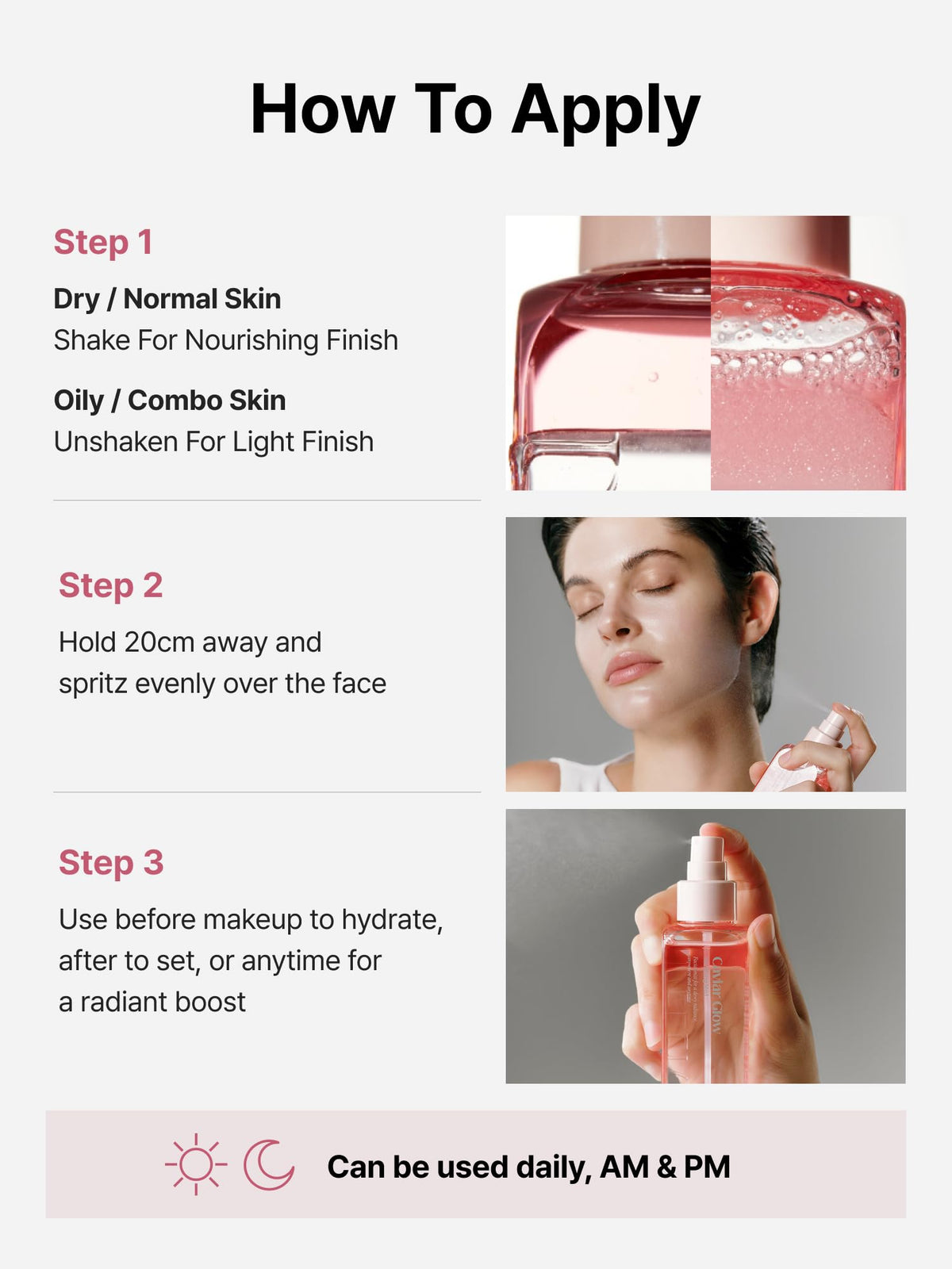 Delere Caviar Glow Soothing Mist | Korean Glass Skin Spray Serum with 5% Caviar & Squalane - Instant 3-Second Radiance & Makeup Setting – Anti-Aging Collagen Booster for Sensitive Skin, 3.4oz