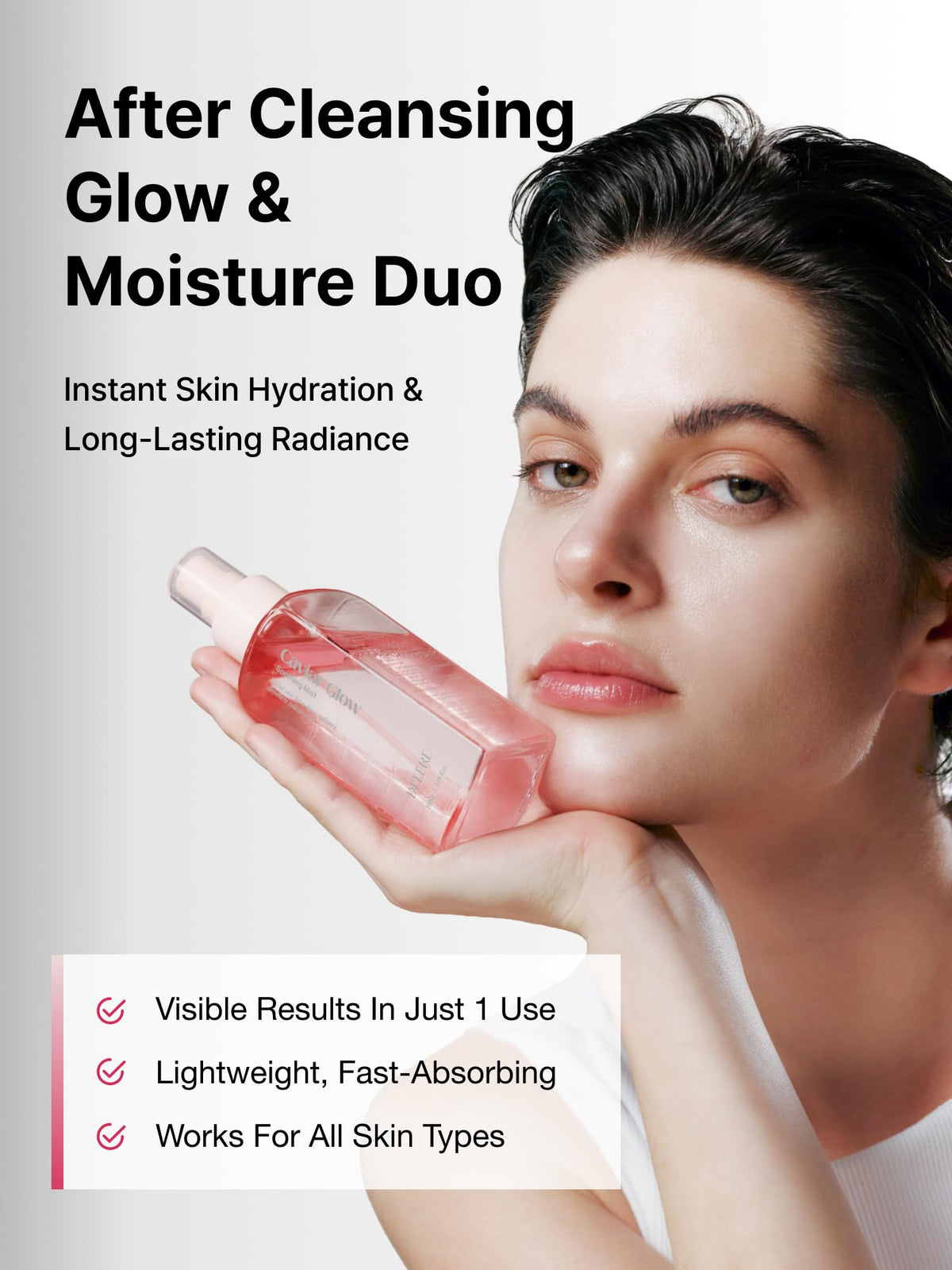 Delere Caviar Glow Soothing Mist | Korean Glass Skin Spray Serum with 5% Caviar & Squalane - Instant 3-Second Radiance & Makeup Setting – Anti-Aging Collagen Booster for Sensitive Skin, 3.4oz