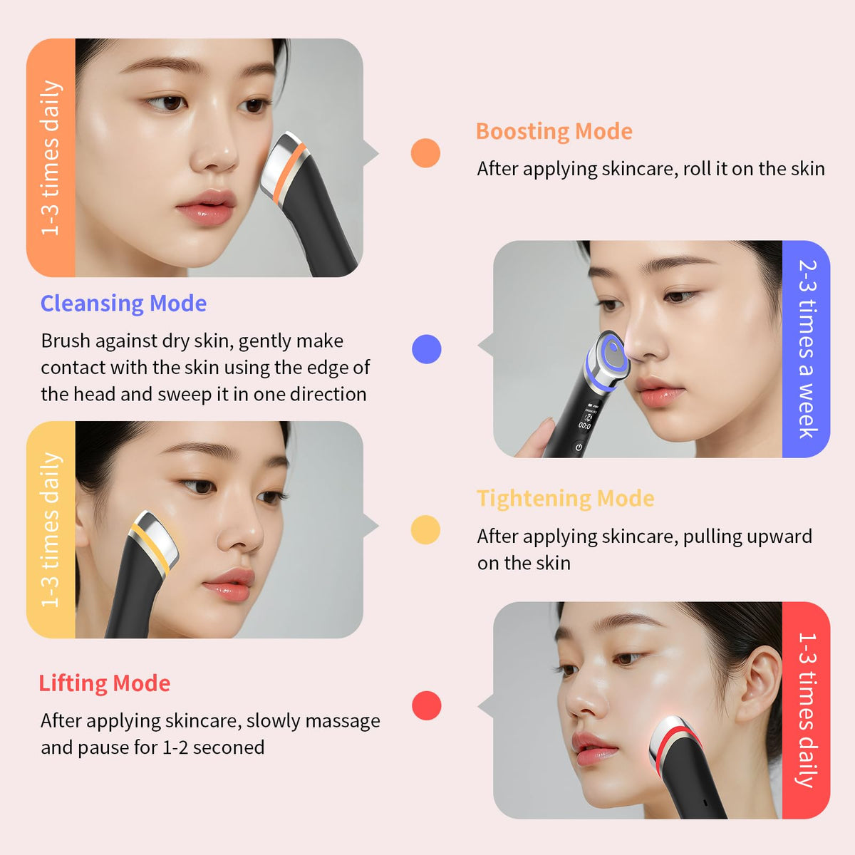 Face Lift Device – 8 in 1 Skin Tightening and Lifting, LED Light Therapy for Wrinkles, Korean Skin Care, Spa-Grade Facial Massager Lifting & Firming Beauty Massager (Black)
