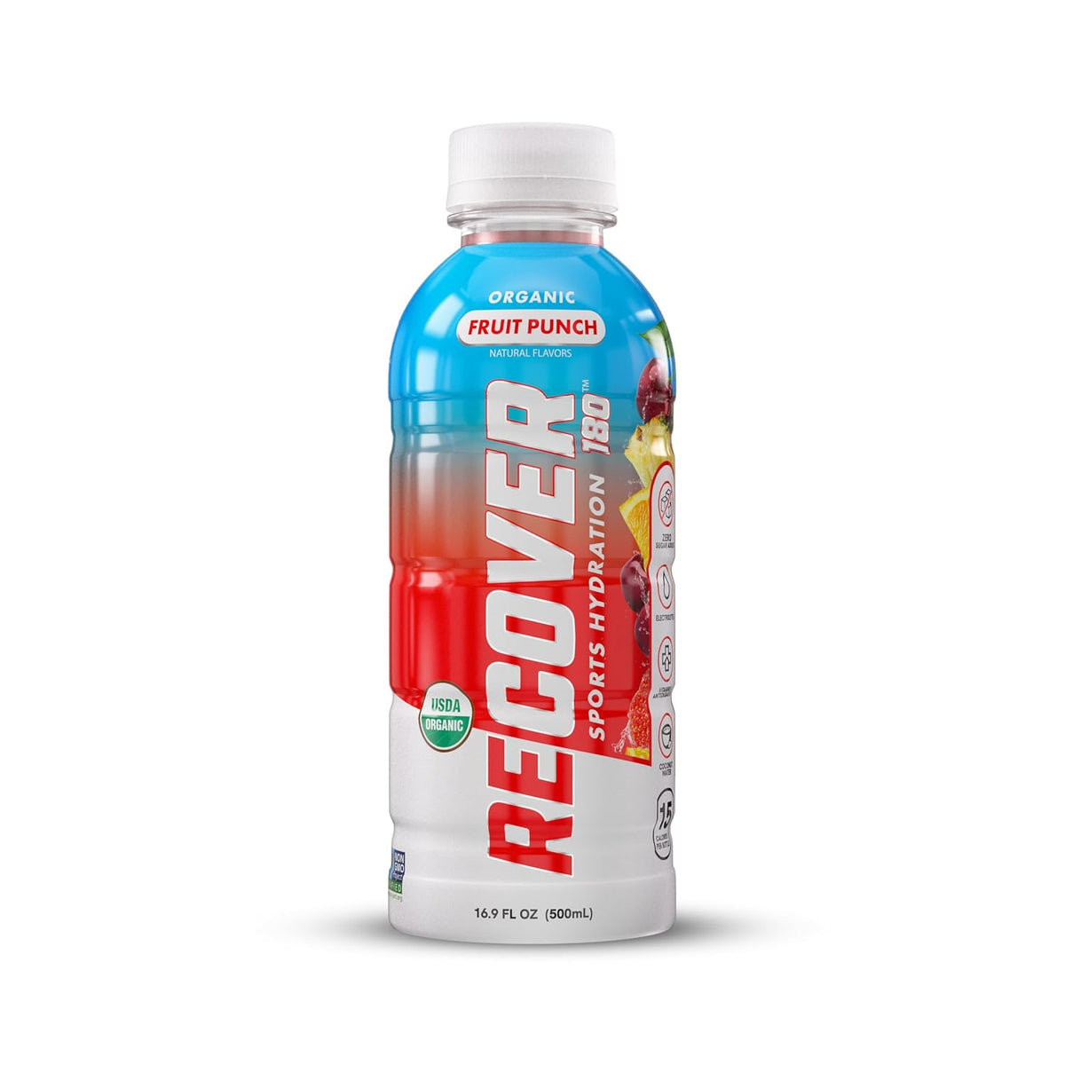 RECOVER 180 Organic Sports Hydration Drink, No Sugar Added, 20 Calorie Sports Beverage, Organic Flavors With Vitamins, Potassium-Packed Electrolytes (16.9 Fl Oz (Pack of 12), Variety Pack)