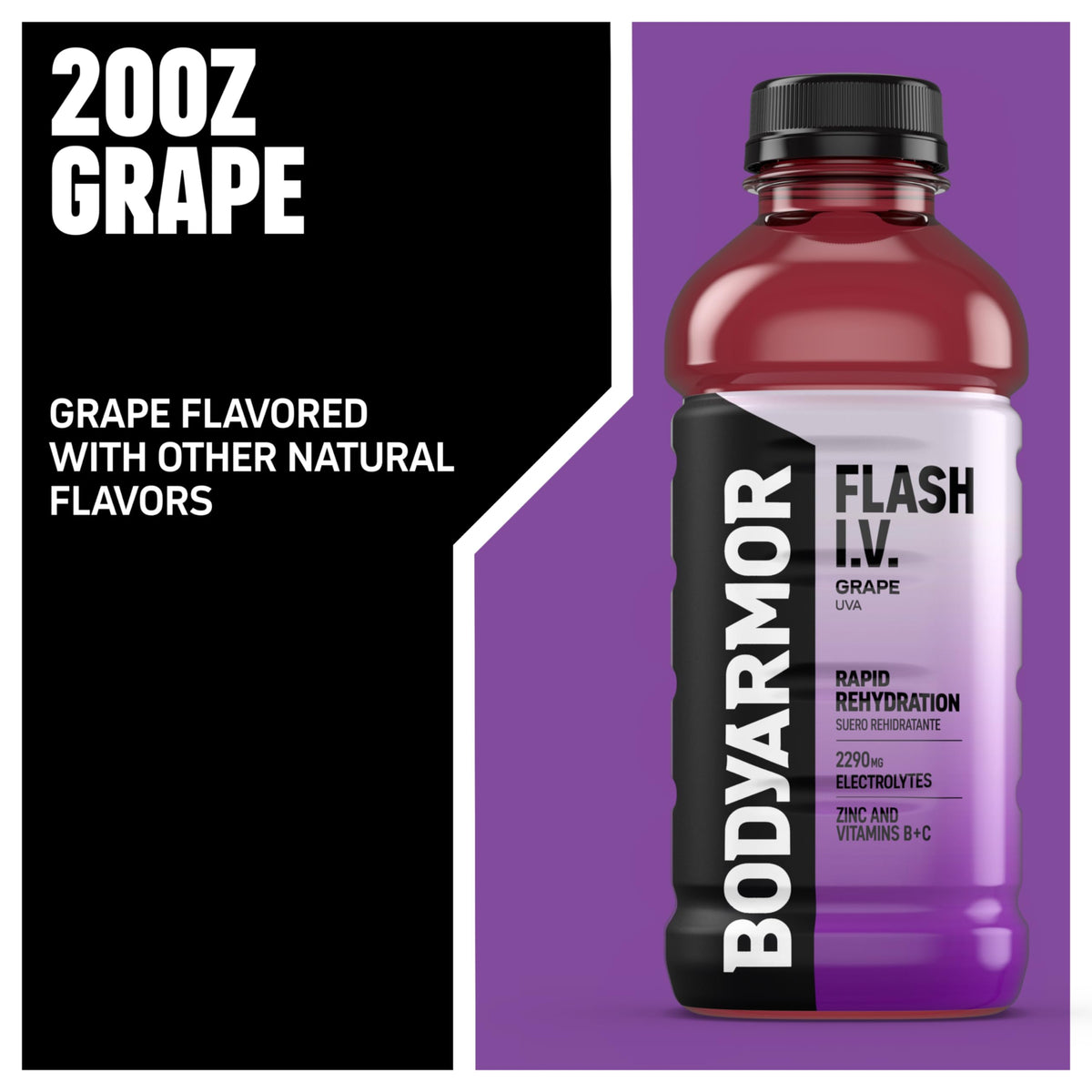 BODYARMOR Flash IV ZERO Sugar Hydration Drink, Lemon Lime, 20 Oz (12 Pk)