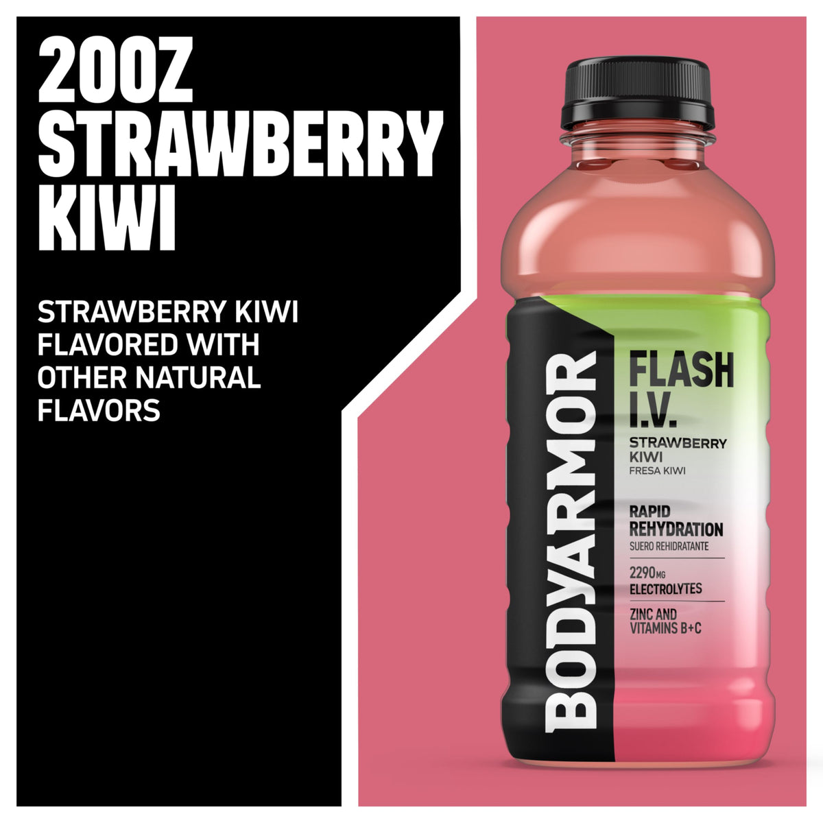 BODYARMOR Flash IV ZERO Sugar Hydration Drink, Lemon Lime, 20 Oz (12 Pk)
