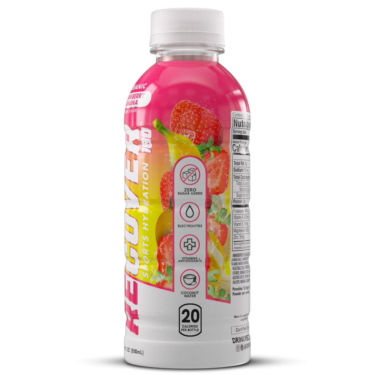 RECOVER 180 Organic Sports Hydration Drink, No Sugar Added, 20 Calorie Sports Beverage, Organic Flavors With Vitamins, Potassium-Packed Electrolytes (16.9 Fl Oz (Pack of 12), Variety Pack)