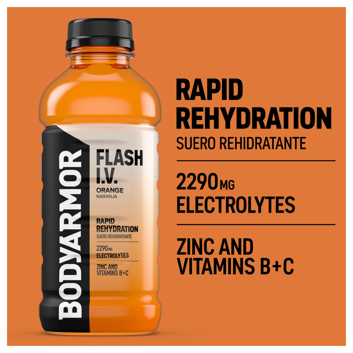 BODYARMOR Flash IV ZERO Sugar Hydration Drink, Lemon Lime, 20 Oz (12 Pk)