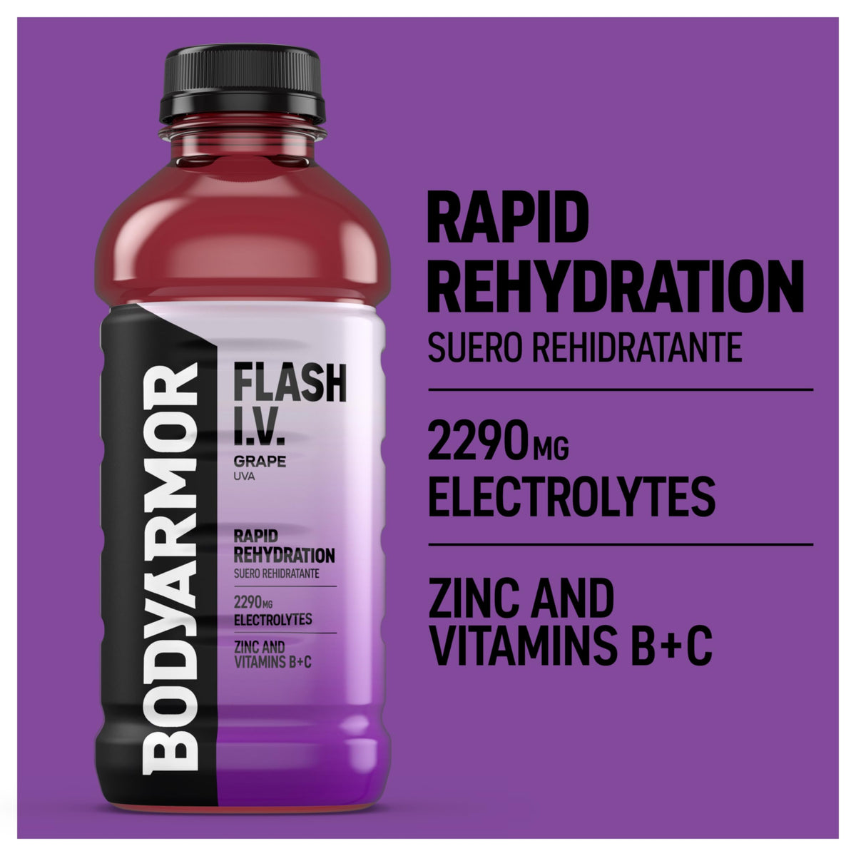 BODYARMOR Flash IV ZERO Sugar Hydration Drink, Lemon Lime, 20 Oz (12 Pk)