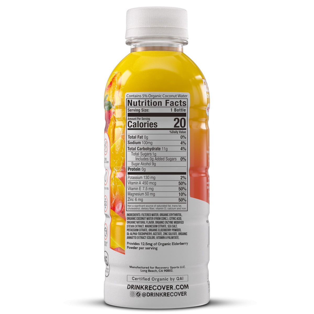 RECOVER 180 Organic Sports Hydration Drink, No Sugar Added, 20 Calorie Sports Beverage, Organic Flavors With Vitamins, Potassium-Packed Electrolytes (16.9 Fl Oz (Pack of 12), Variety Pack)