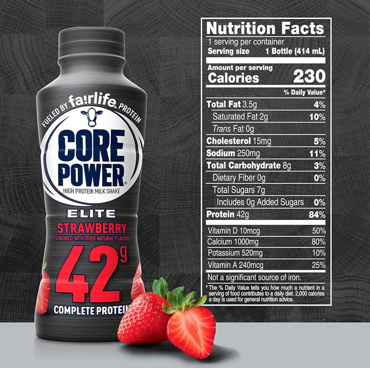Fairlife Core Power Protein Shake, Ready to Drink Strawberry Protein Shakes, 14 fl oz, 42gm (Strawberry flavor, Pack of 6 Bottles) by Baxter Expresss
