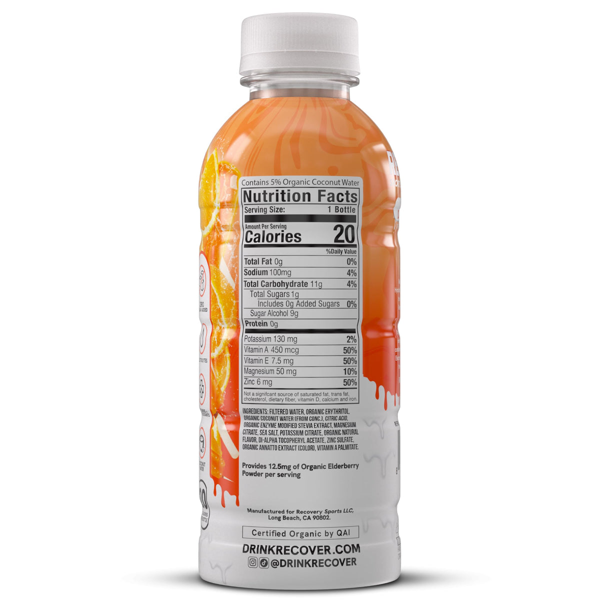 RECOVER 180 Organic Sports Hydration Drink, No Sugar Added, 20 Calorie Sports Beverage, Organic Flavors With Vitamins, Potassium-Packed Electrolytes (16.9 Fl Oz (Pack of 12), Variety Pack)