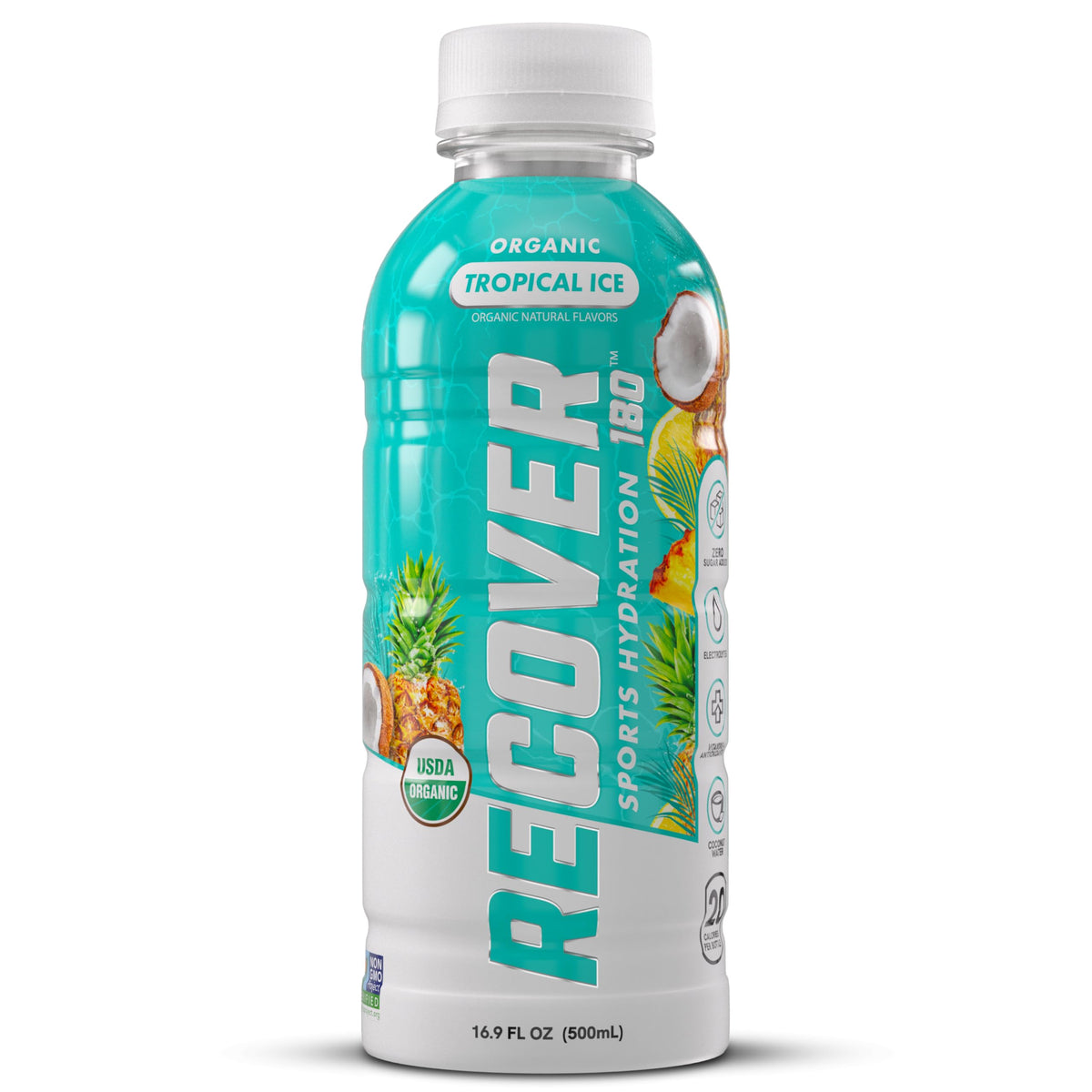RECOVER 180 Organic Sports Hydration Drink, No Sugar Added, 20 Calorie Sports Beverage, Organic Flavors With Vitamins, Potassium-Packed Electrolytes (16.9 Fl Oz (Pack of 12), Variety Pack)