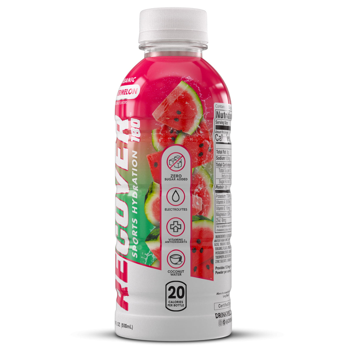 RECOVER 180 Organic Sports Hydration Drink, No Sugar Added, 20 Calorie Sports Beverage, Organic Flavors With Vitamins, Potassium-Packed Electrolytes (16.9 Fl Oz (Pack of 12), Variety Pack)