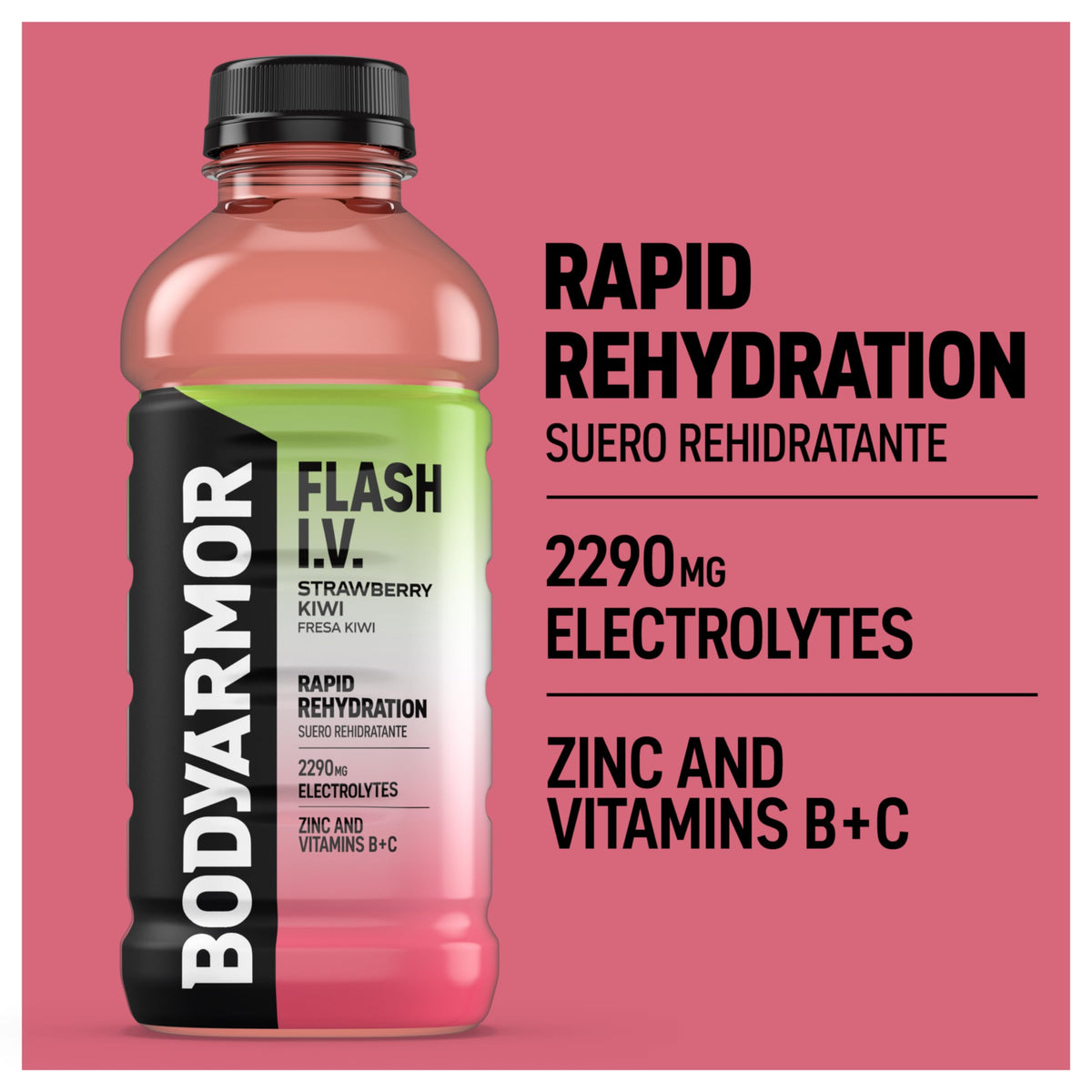 BODYARMOR Flash IV ZERO Sugar Hydration Drink, Lemon Lime, 20 Oz (12 Pk)