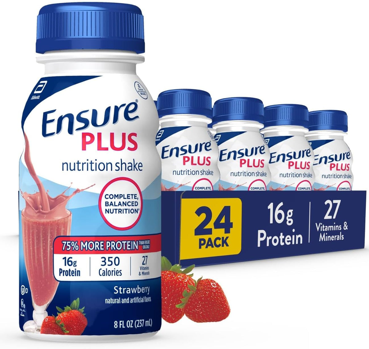 Ensure Plus Nutrition Shake 24 Pack & Ensure Max Protein Nutrition Shake with 30g Protein 12 Pack Bundle