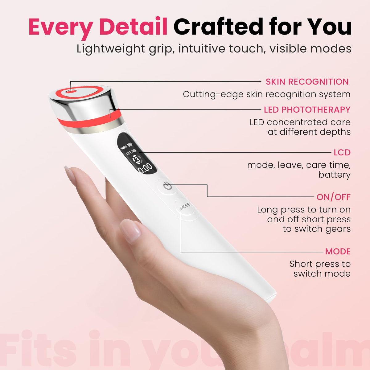 Face Lift Device – 8 in 1 Skin Tightening and Lifting, LED Light Therapy for Wrinkles, Korean Skin Care, Spa-Grade Facial Massager Lifting & Firming Beauty Massager (White)