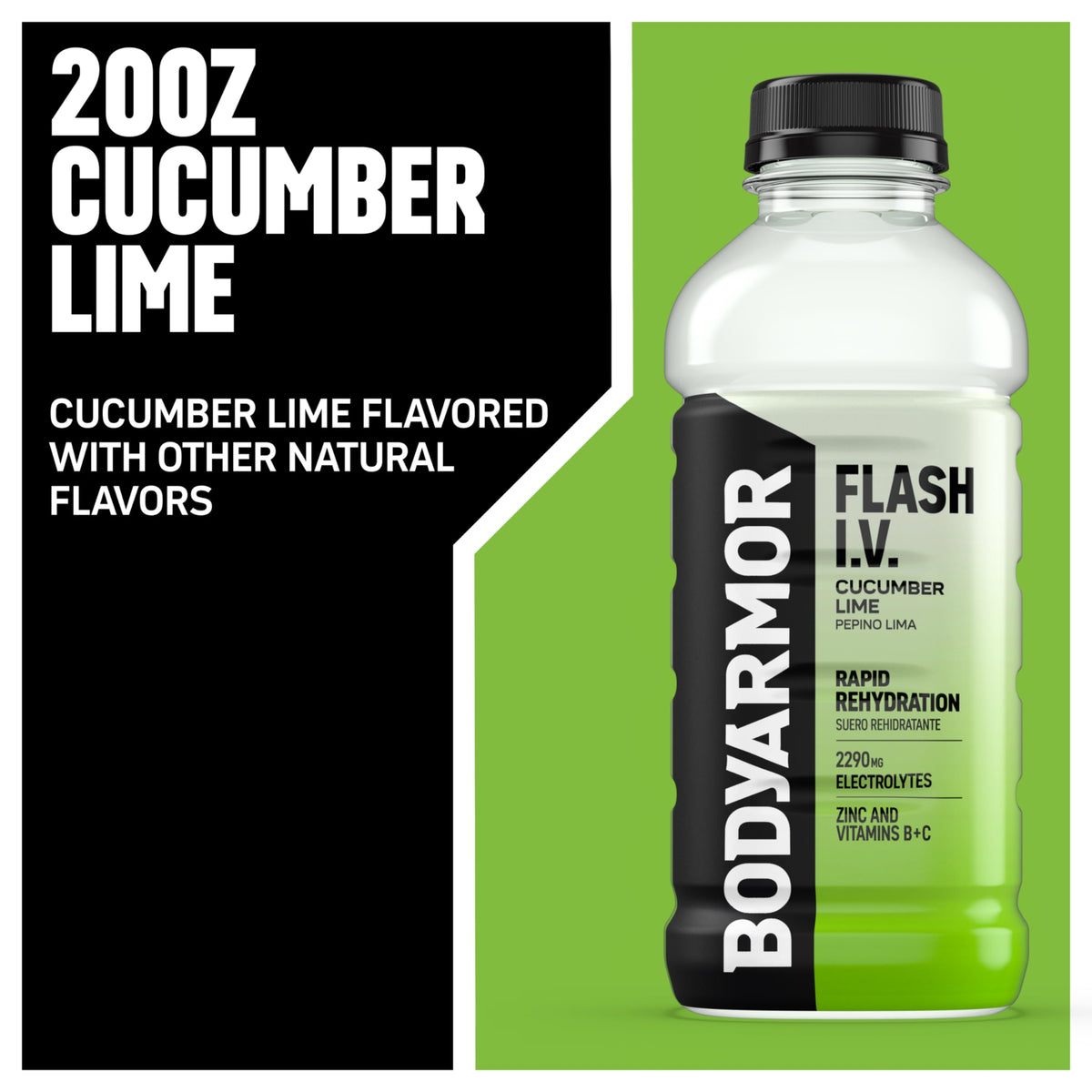 BODYARMOR Flash IV ZERO Sugar Hydration Drink, Lemon Lime, 20 Oz (12 Pk)