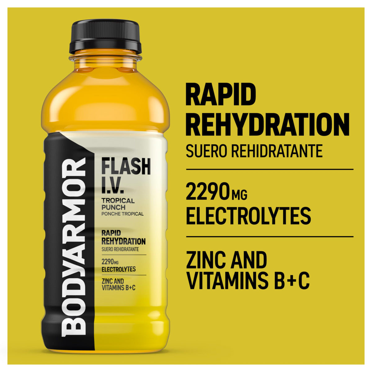 BODYARMOR Flash IV ZERO Sugar Hydration Drink, Lemon Lime, 20 Oz (12 Pk)