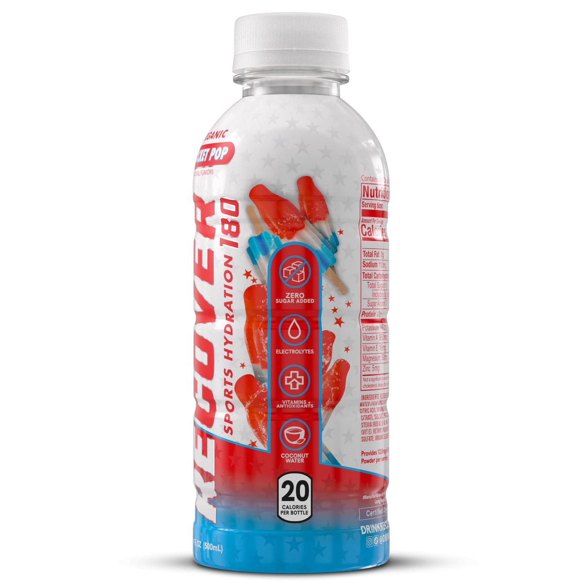 RECOVER 180 Organic Sports Hydration Drink, No Sugar Added, 20 Calorie Sports Beverage, Organic Flavors With Vitamins, Potassium-Packed Electrolytes (16.9 Fl Oz (Pack of 12), Variety Pack)