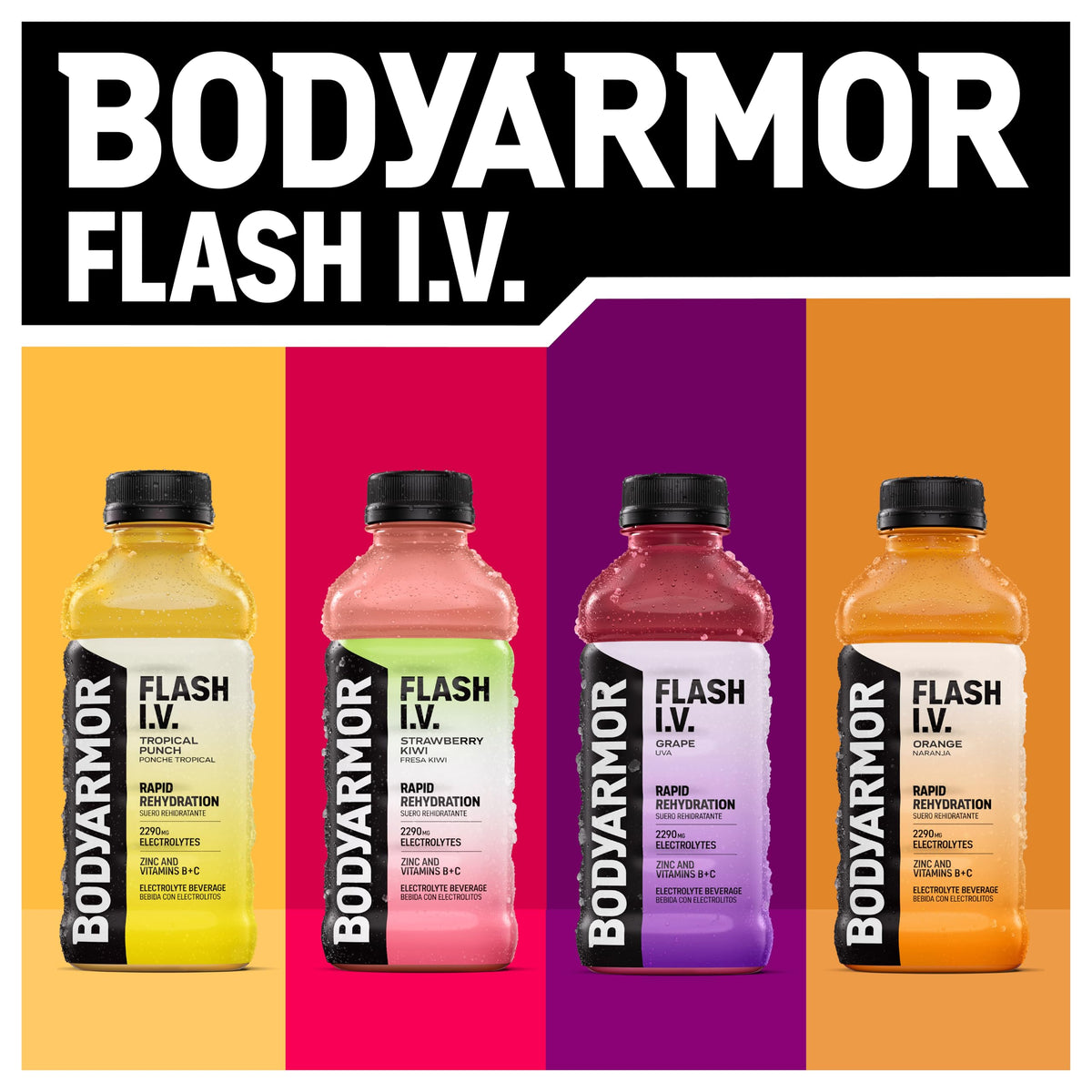 BODYARMOR Flash IV ZERO Sugar Hydration Drink, Lemon Lime, 20 Oz (12 Pk)