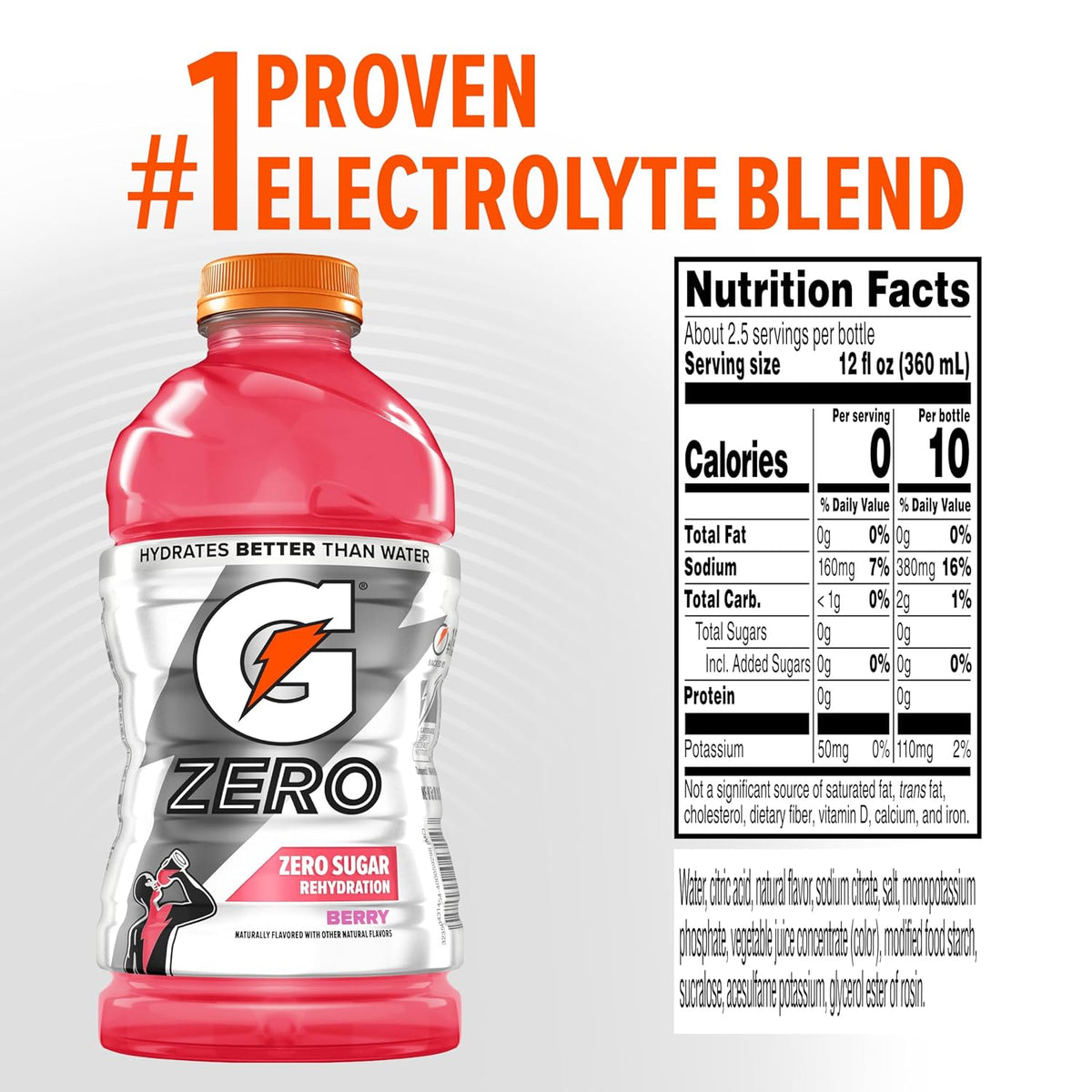 Gatorade G Zero Berry Thirst Quencher, 28 Fl Oz Bottle
