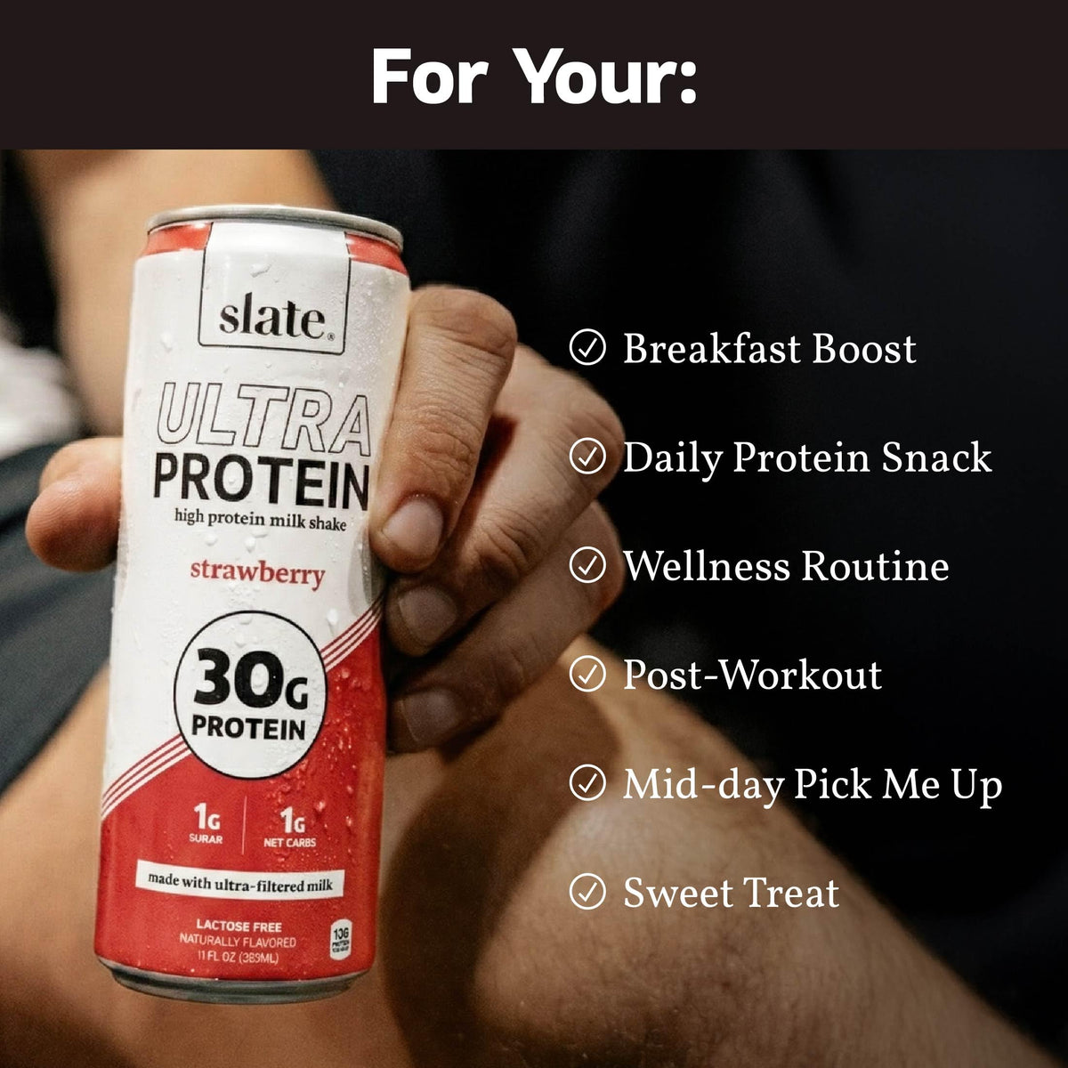 Slate Milk Ultra High Protein Milk Shake (Best Sellers Pack) Chocolate & Vanilla - 30g Protein, 1g Sugar, 130 Calories, 1-2g Net Carbs - No Added Sugar - Lactose Free - Natural - 11 fl oz, 12 Cans