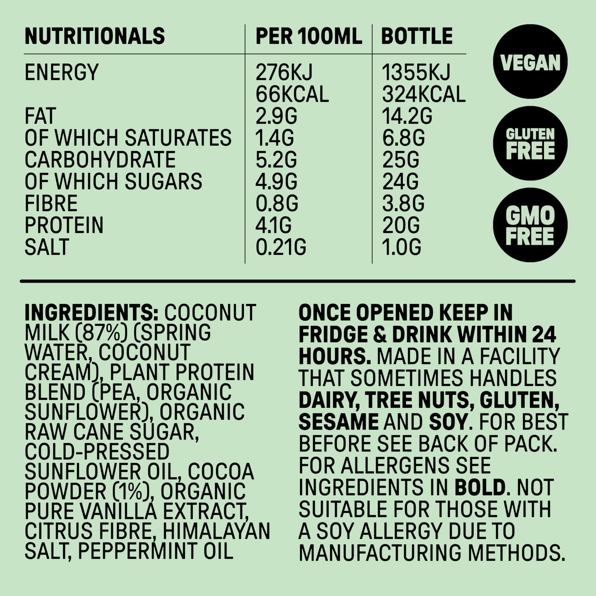 Grounded Chocolate Protein Milkshake, 20g Protein, Dairy Free, 16.6 fl oz