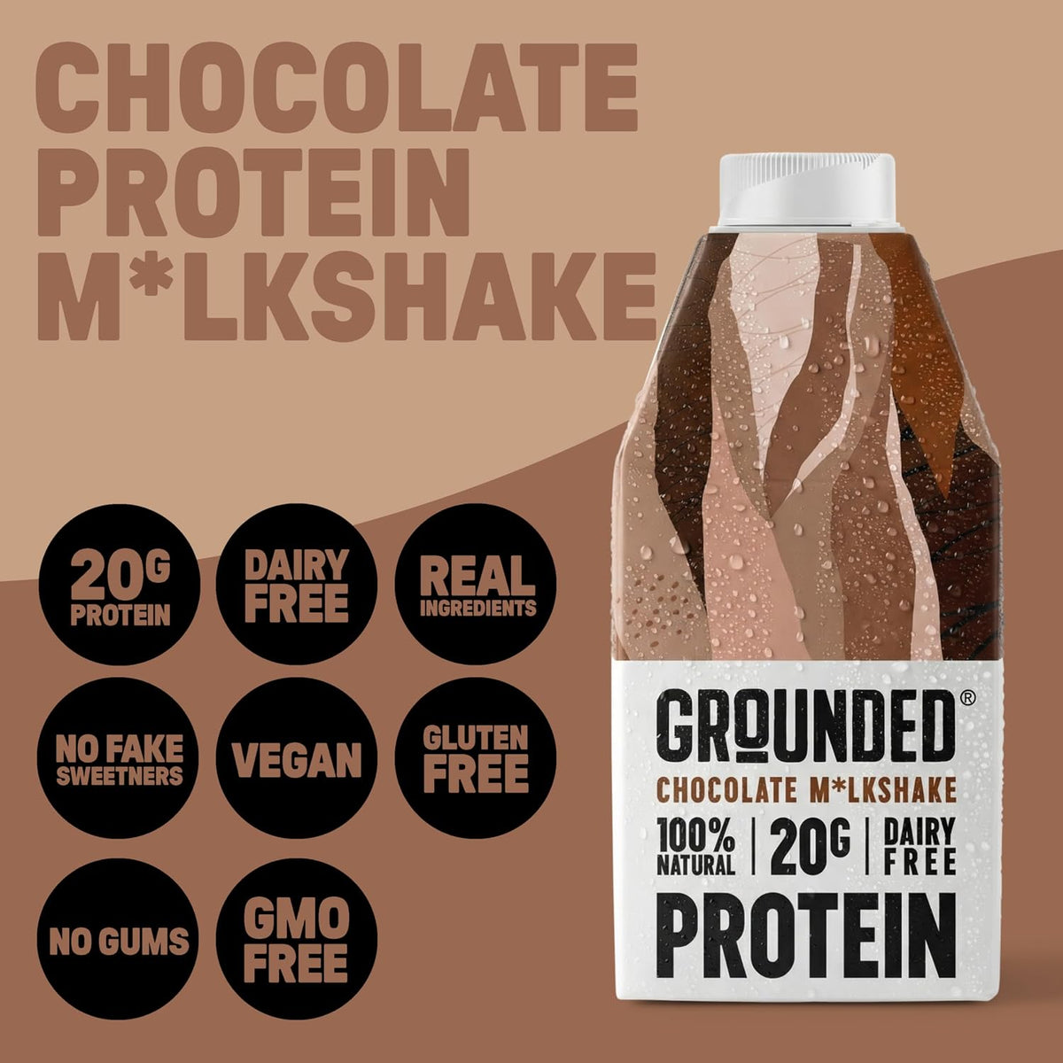 Grounded Chocolate Protein Milkshake, 20g Protein, Dairy Free, 16.6 fl oz