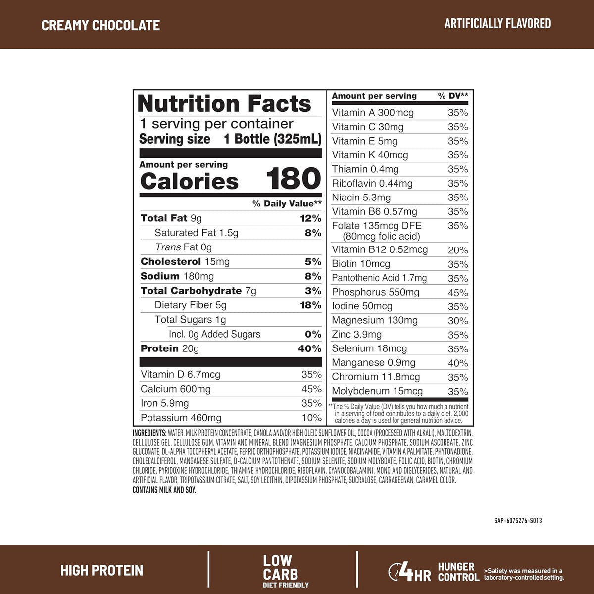 SlimFast Advanced Nutrition Creamy Chocolate Shake – Ready to Drink Meal Replacement – 20g of Protein – 11 Fl. Oz. Bottle – 12 Count - Pantry Friendly