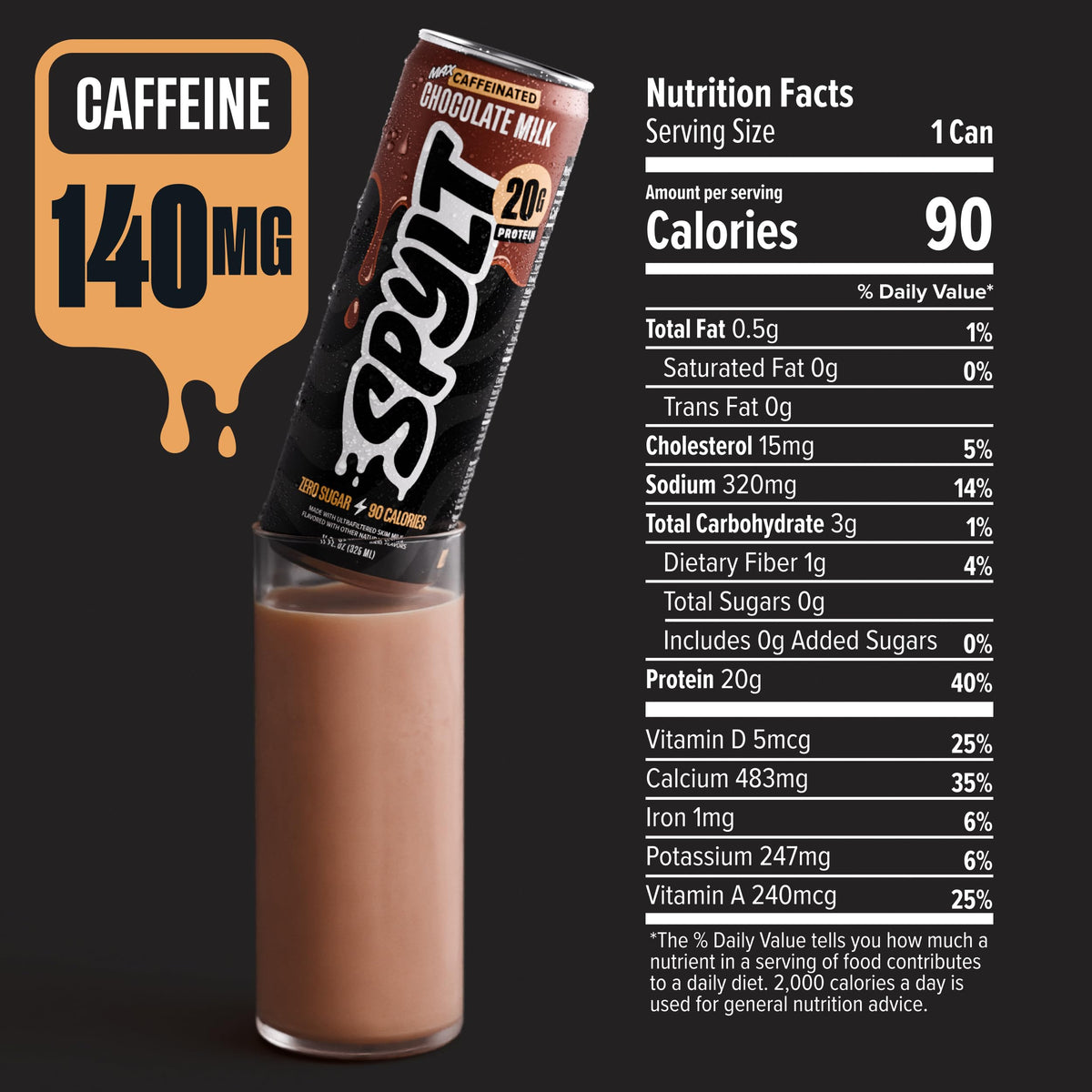 Spylt Maple Donut Milk Protein Drink, 20g Protein, 60mg Caffeine, 12 Pack