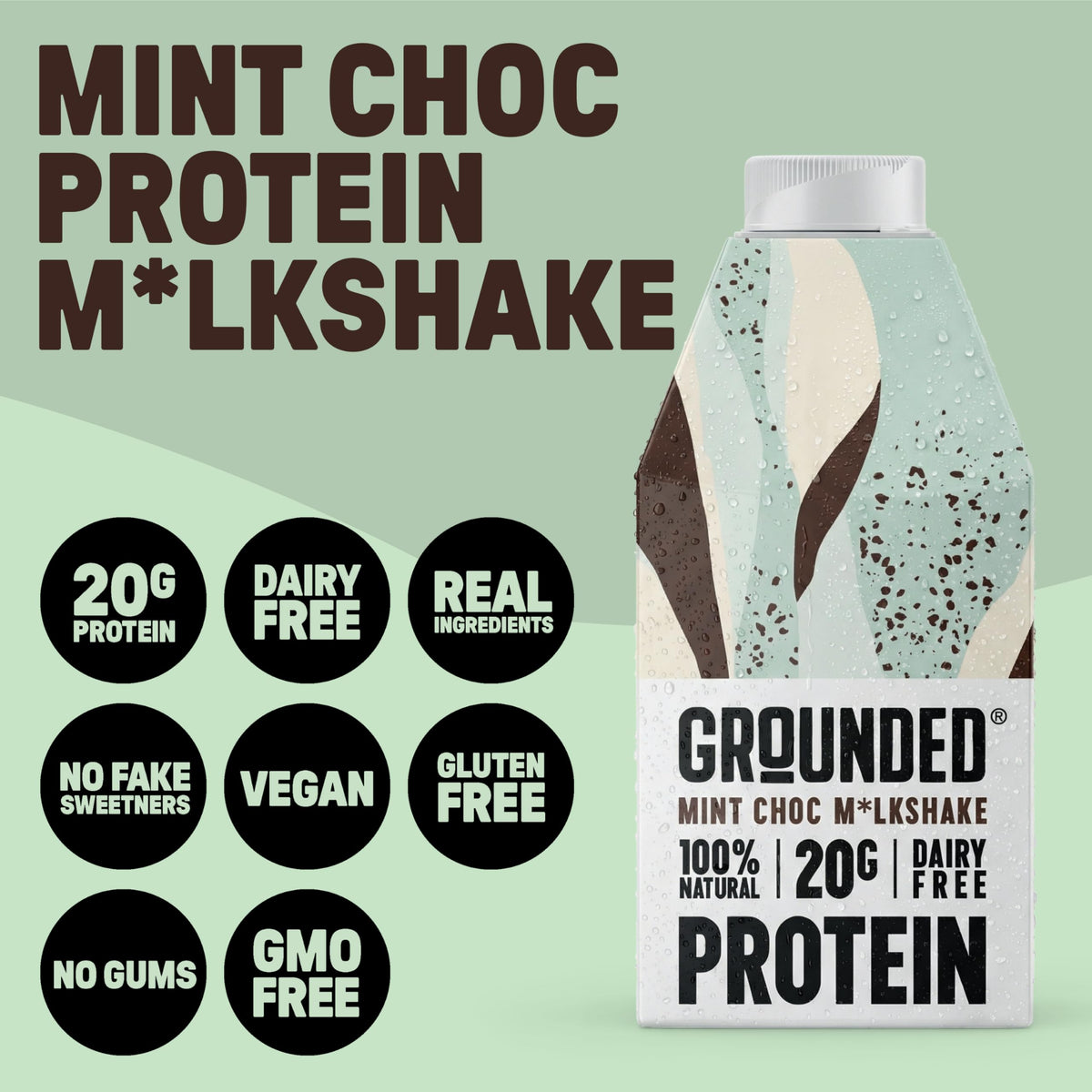 Grounded Chocolate Protein Milkshake, 20g Protein, Dairy Free, 16.6 fl oz