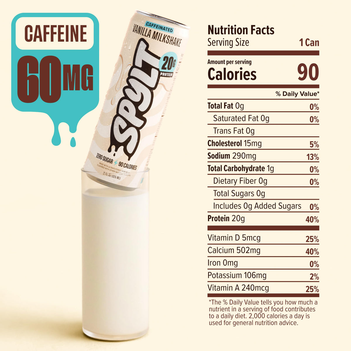 Spylt Maple Donut Milk Protein Drink, 20g Protein, 60mg Caffeine, 12 Pack