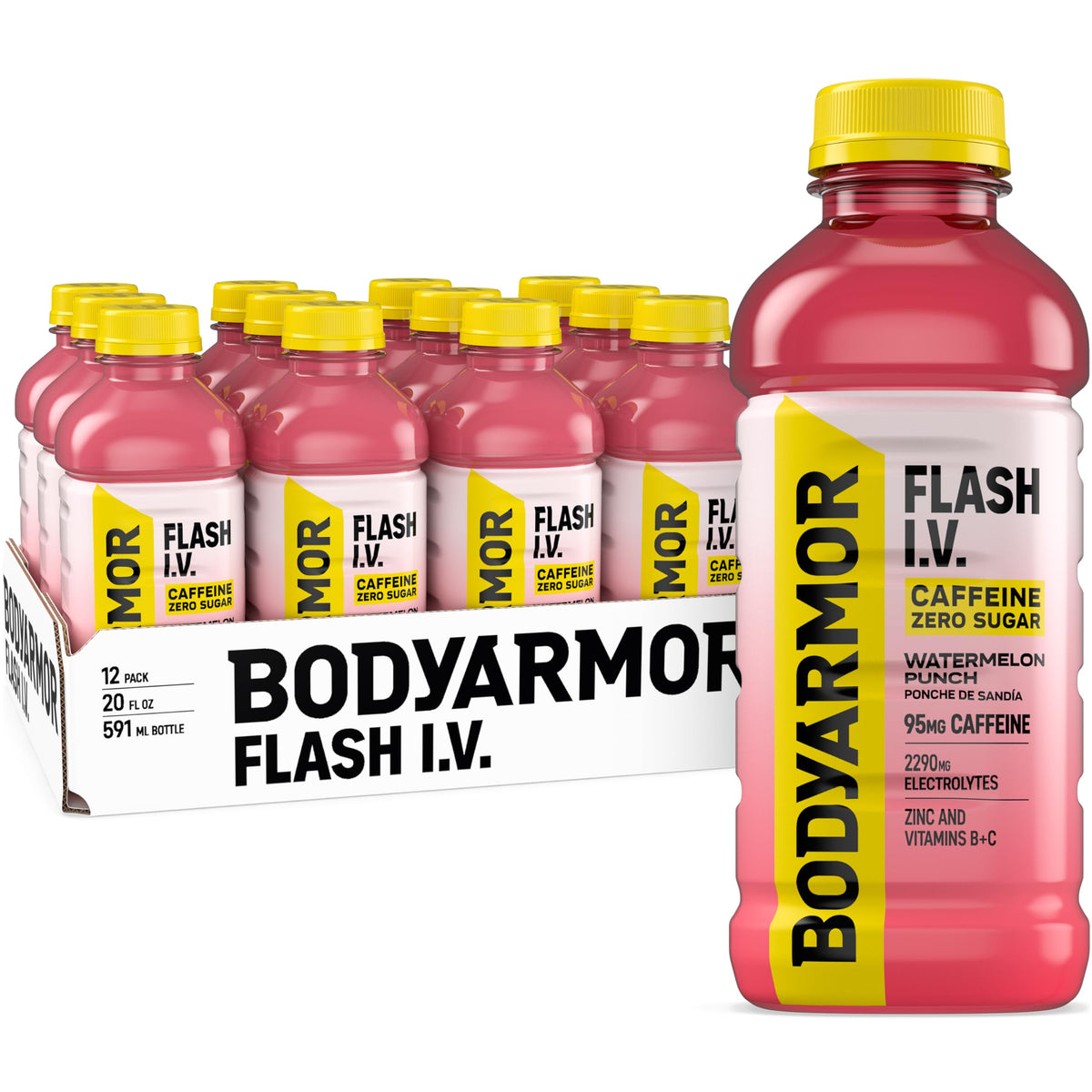 BODYARMOR Flash IV ZERO Sugar Hydration Drink, Lemon Lime, 20 Oz (12 Pk)
