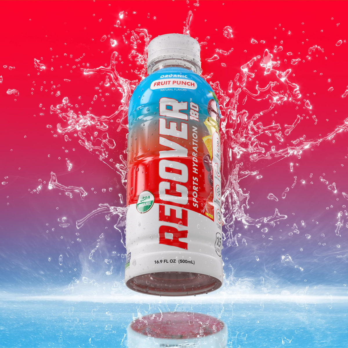 RECOVER 180 Organic Sports Hydration Drink, No Sugar Added, 20 Calorie Sports Beverage, Organic Flavors With Vitamins, Potassium-Packed Electrolytes (16.9 Fl Oz (Pack of 12), Variety Pack)
