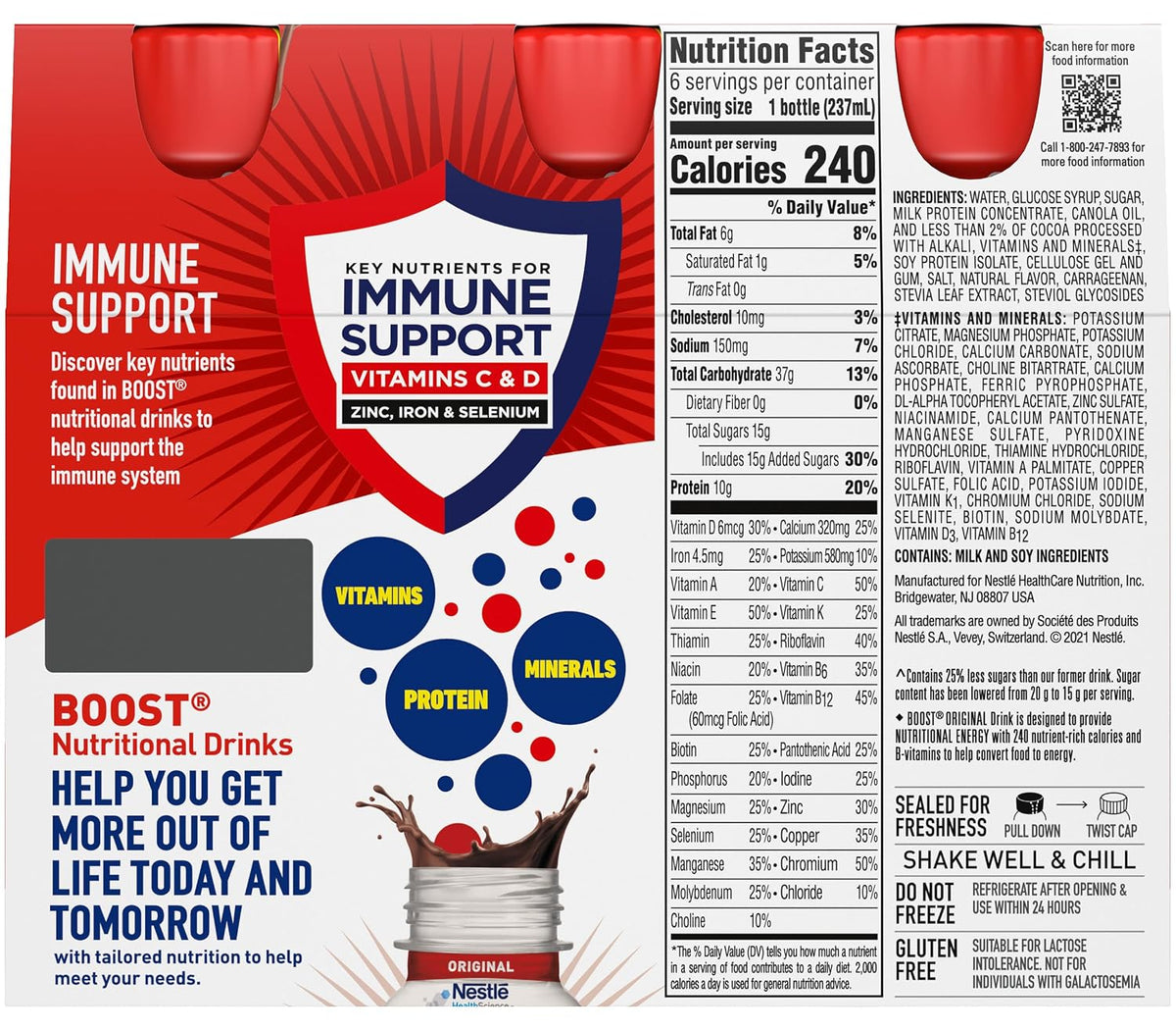 Boost Original Nutritional Energy Balanced Nutritional Drink (6 Count (Pack of 2), Chocolate & Strawberry)