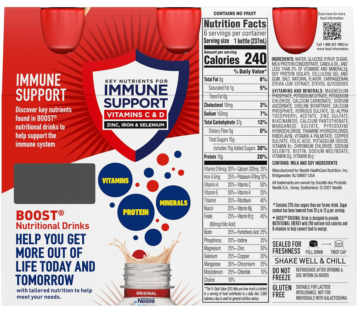 Boost Original Nutritional Energy Balanced Nutritional Drink (6 Count (Pack of 2), Chocolate & Strawberry)